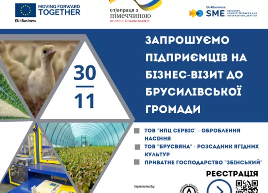 Підприємців запрошують на бізнес-візит до підприємств Брусилівської громади