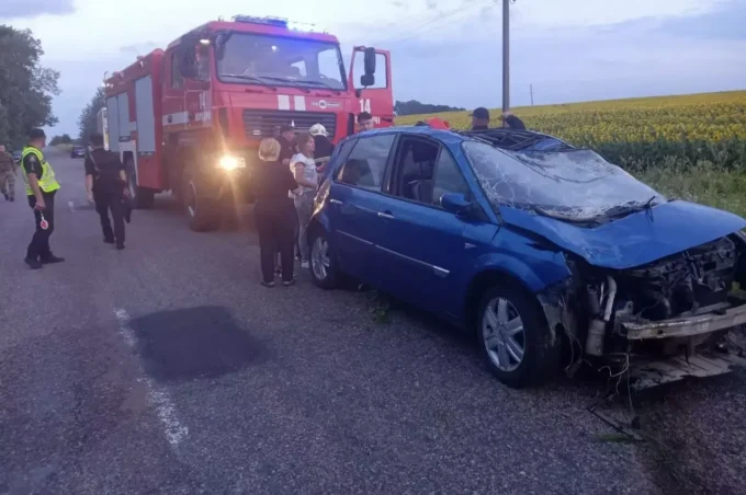 На Житомирщині легковик зʼїхав у кювет та перекинувся