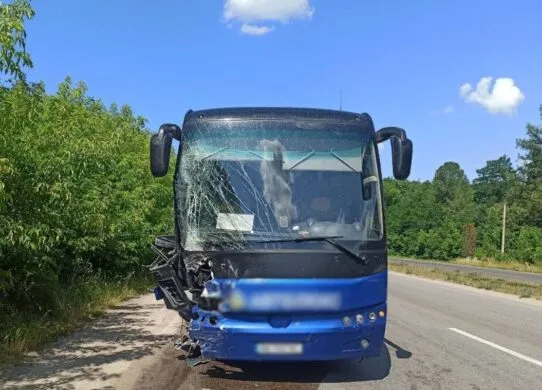 ДТП у селі Довжик під Житомиром: автобус зіткнувся з легковиком, двоє людей травмовані