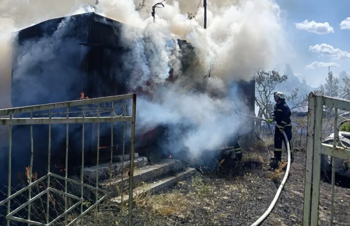 Пожежа сухостою біля будинку в селі Перлявка Житомирського району — рятувальники приборкують полум’я