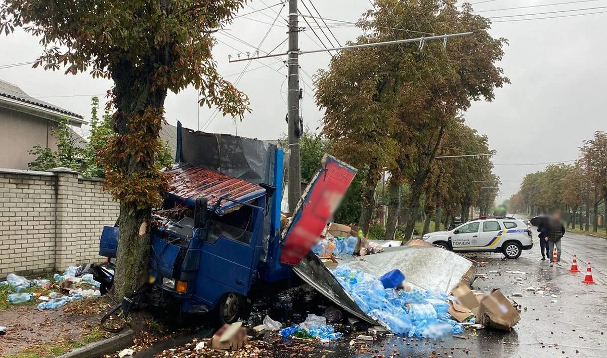 У Житомирі вантажівка врізалась у дерево: постраждав 20-річний пасажир